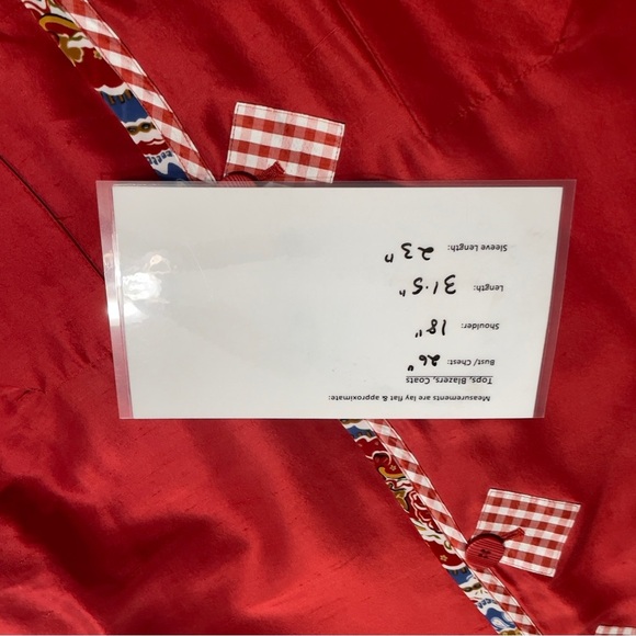 KOOS of Course! Reversible Silk Red Gingham & Bold Print Jacket Blazer 1X - Picture 12 of 13